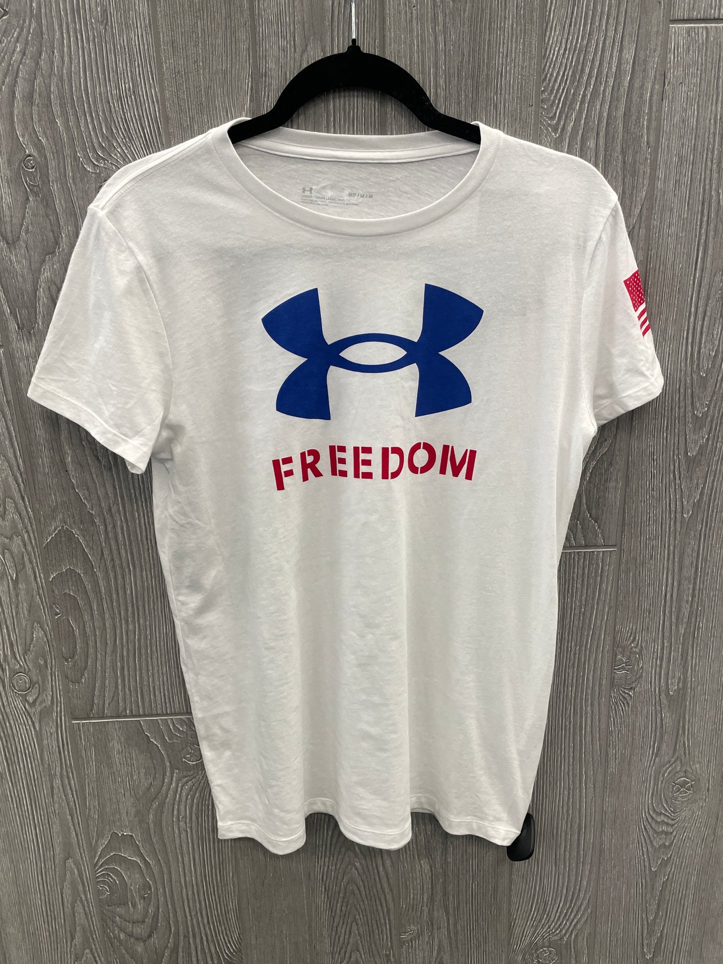 Athletic Top Short Sleeve By Under Armour In White, Size: M