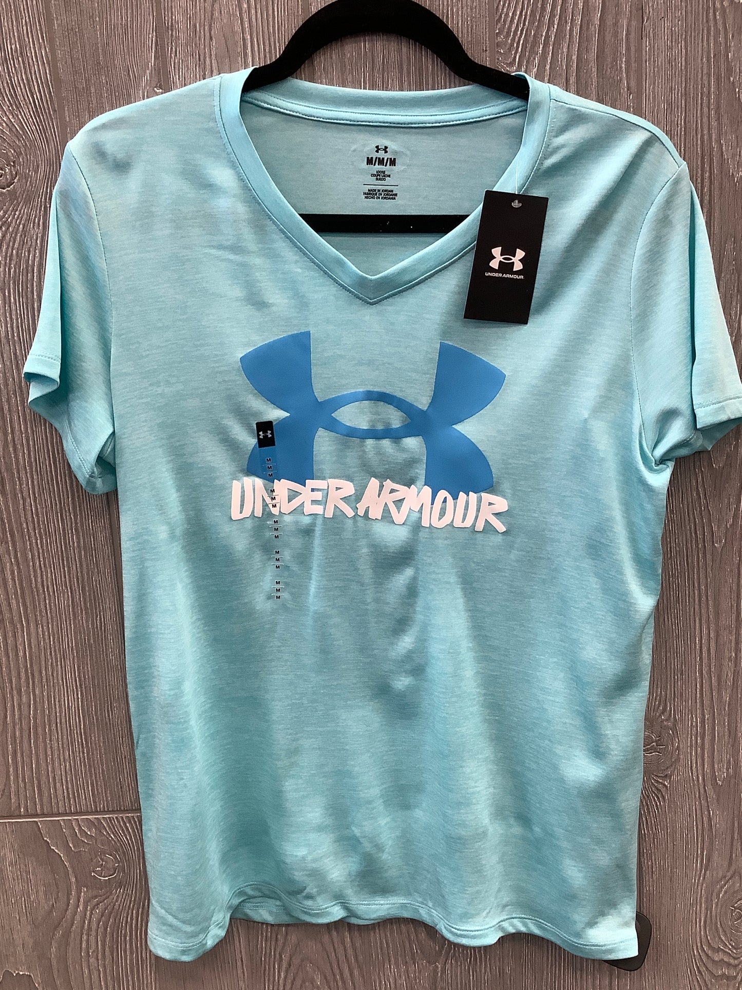 Athletic Top Short Sleeve By Under Armour In Blue, Size: M