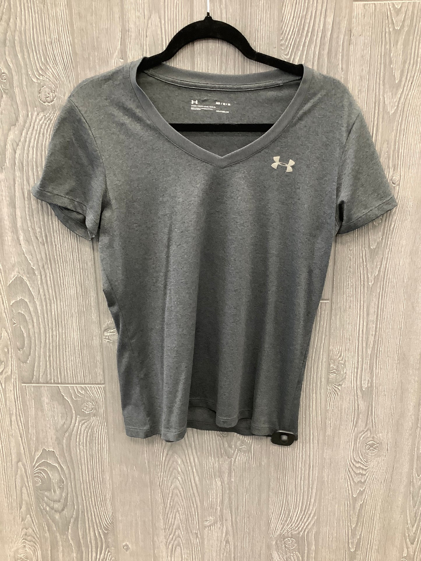 Athletic Top Short Sleeve By Under Armour In Grey, Size: M