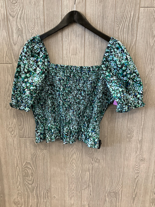 Blue & Green Top Short Sleeve J. Crew, Size Xxl