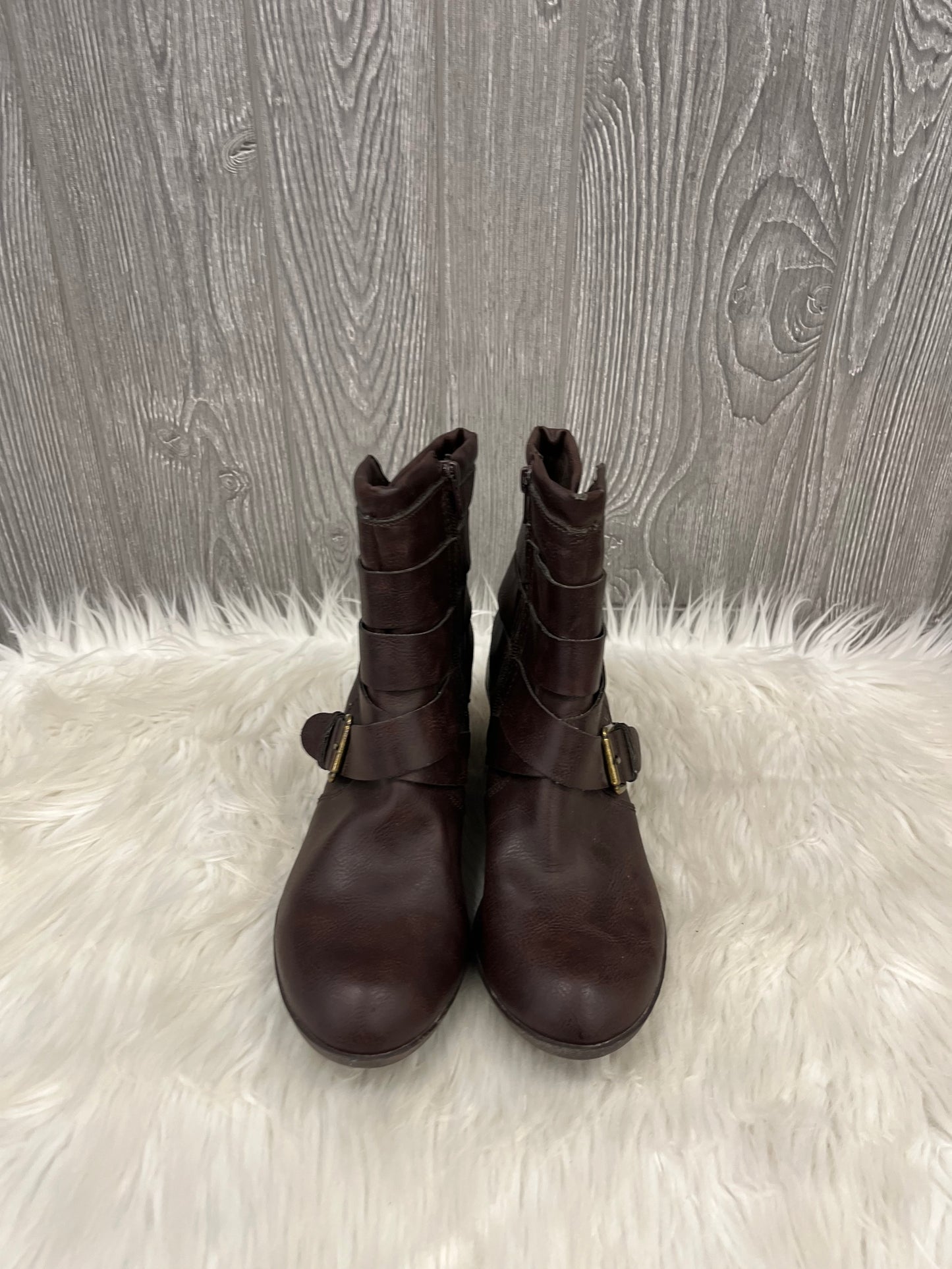 Boots Ankle Heels By Falls Creek In Brown, Size: 8