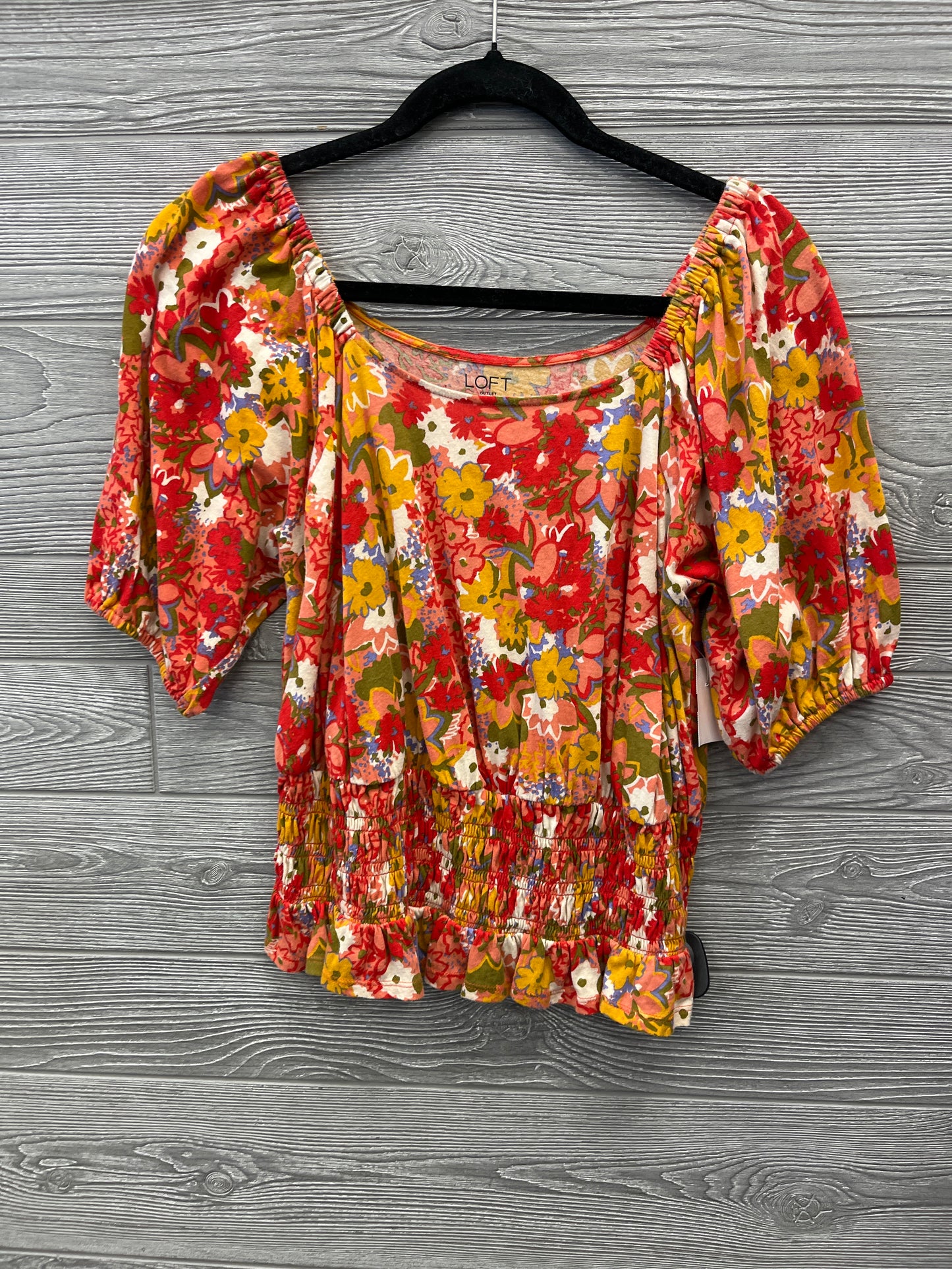 Top Short Sleeve By Loft In Floral Print, Size: M