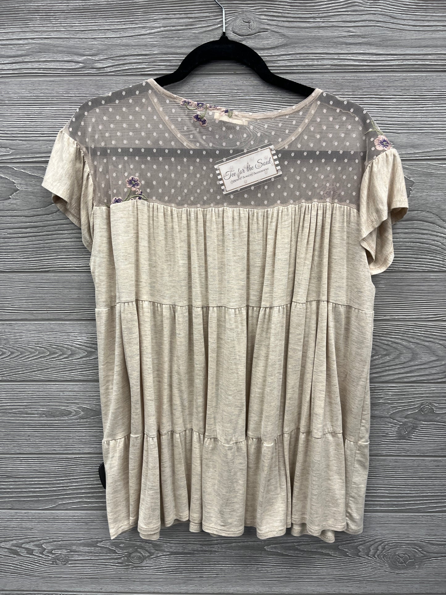 Top Short Sleeve By Oddi In Cream, Size: M