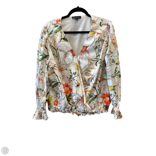 Top Long Sleeve By International Concepts In Floral Print, Size: 1x