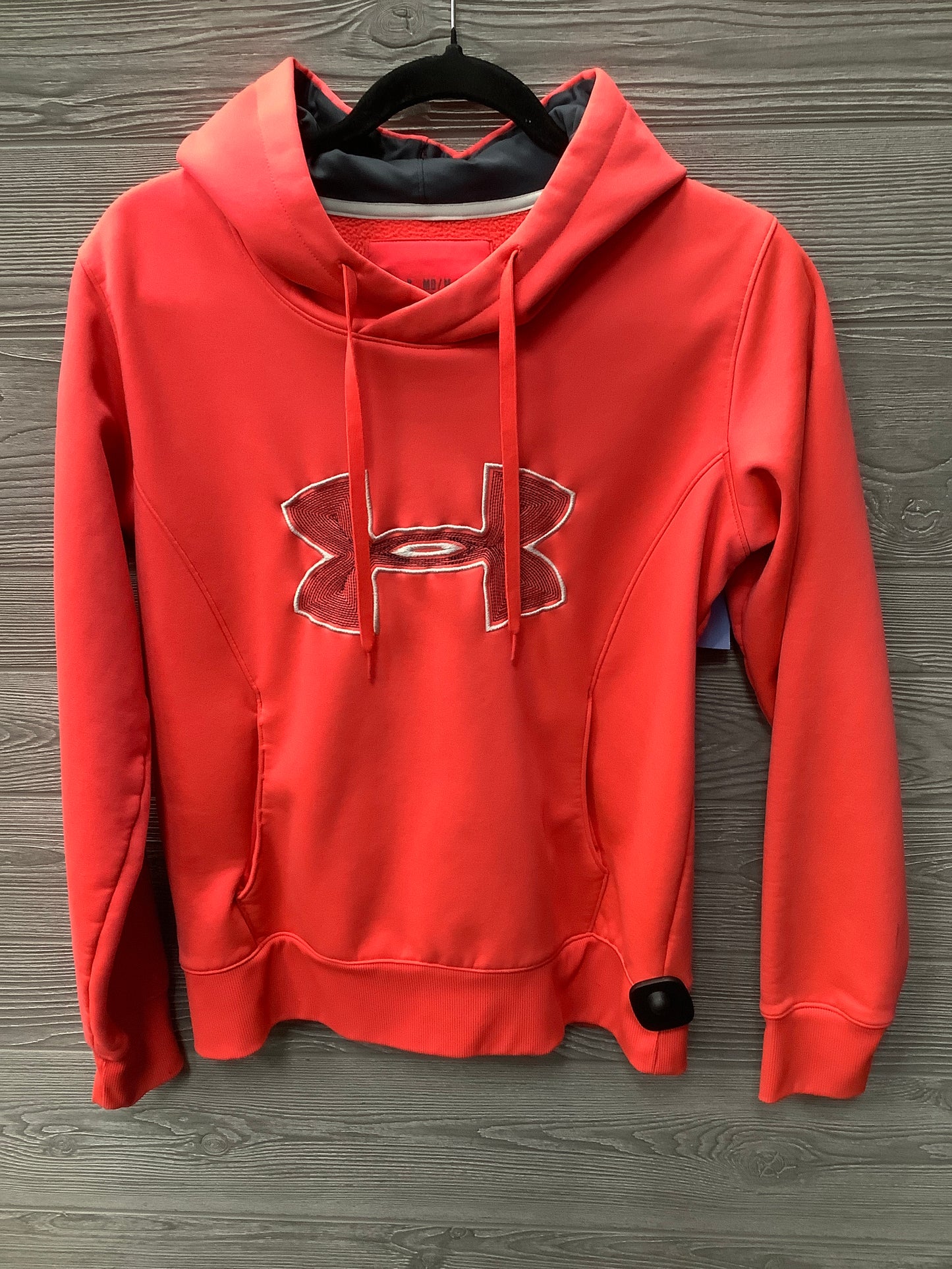 Athletic Top Long Sleeve Hoodie By Under Armour In Coral, Size: M