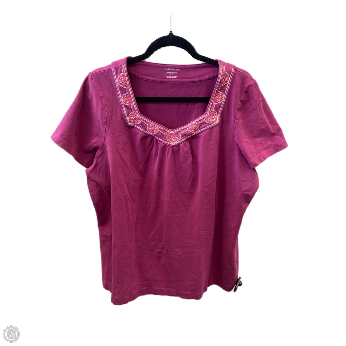 Top Short Sleeve By Croft And Barrow In Purple, Size: 1x