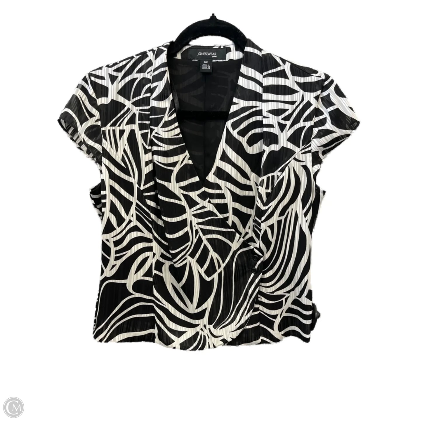 Top Short Sleeve By Jones Wear In Black & White, Size: Sp