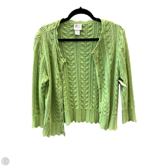 Sweater Cardigan By Clothes Mentor In Green, Size: M