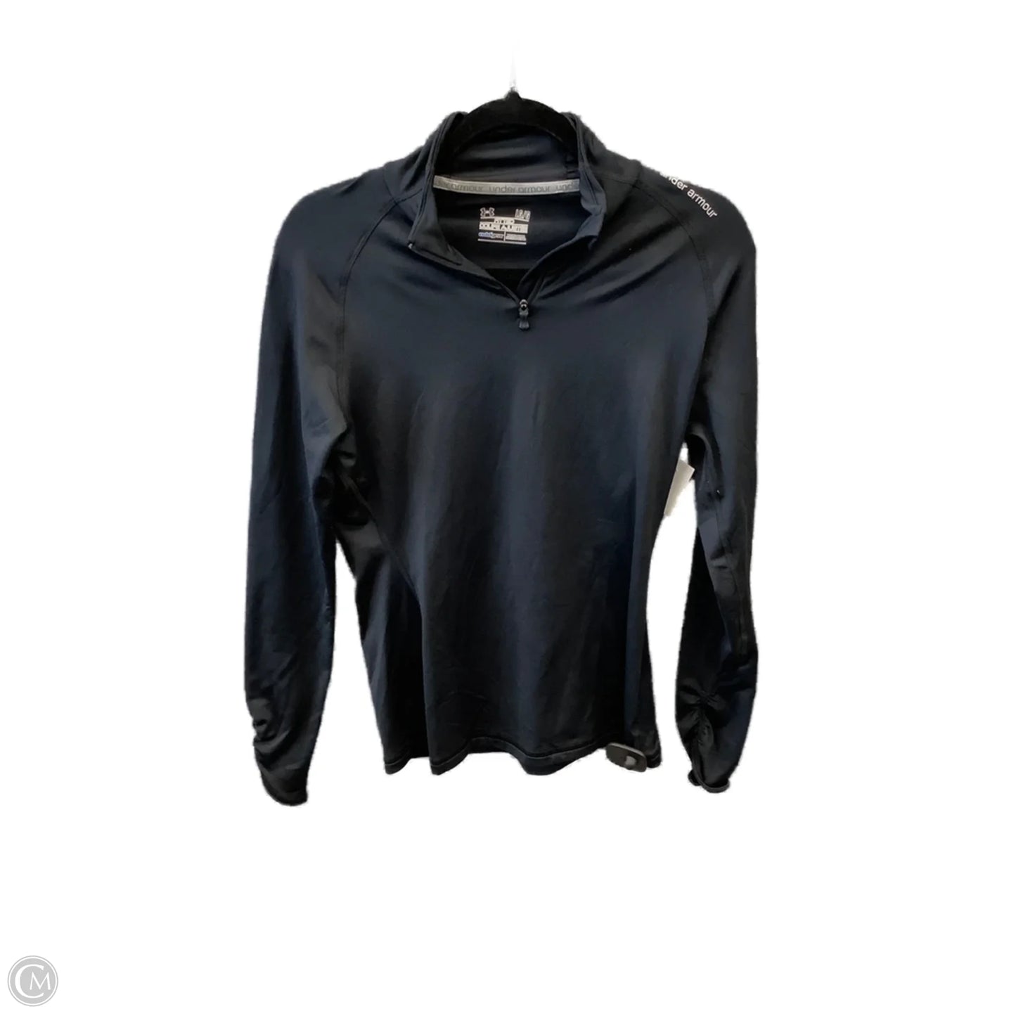 Athletic Top Long Sleeve Collar By Under Armour In Black, Size: L