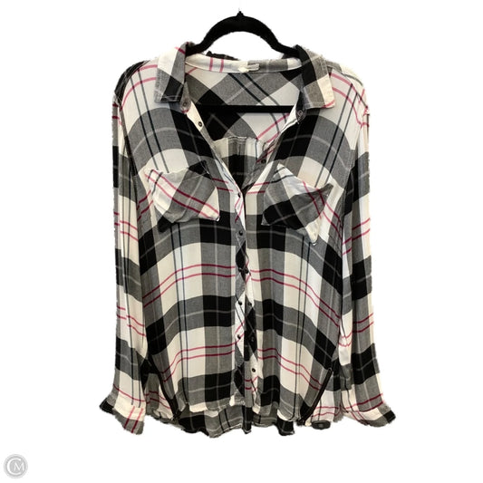 Top Long Sleeve By Maurices In Plaid Pattern, Size: L