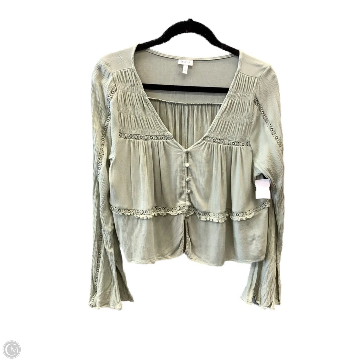 Top Long Sleeve By Clothes Mentor In Green, Size: L