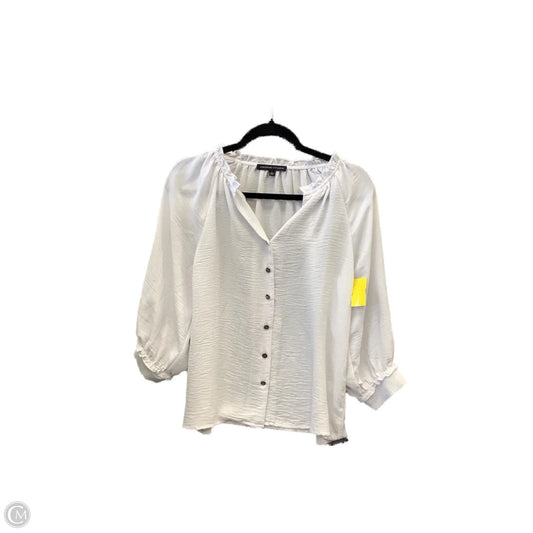 Top Long Sleeve By Adrienne Vittadini In White, Size: S