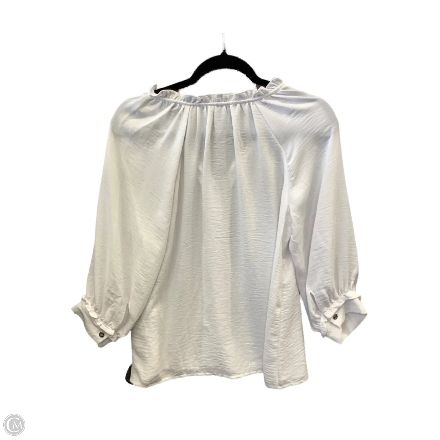 Top Long Sleeve By Adrienne Vittadini In White, Size: S