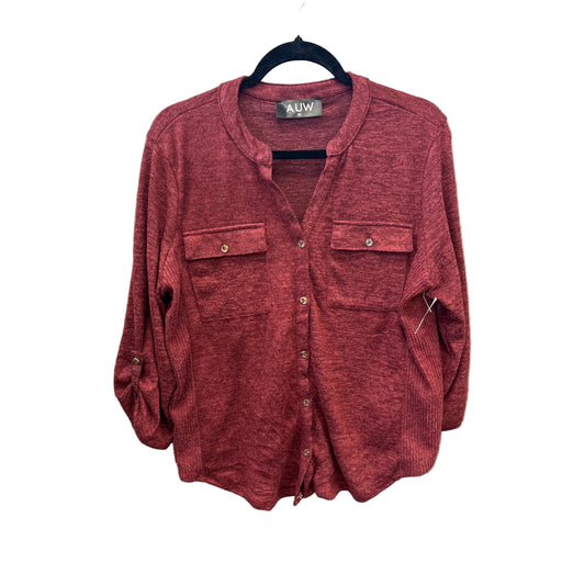 Top Long Sleeve By Auw In Red, Size: Xl
