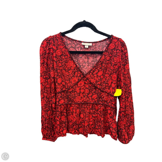 Top Long Sleeve By Knox Rose In Red, Size: M