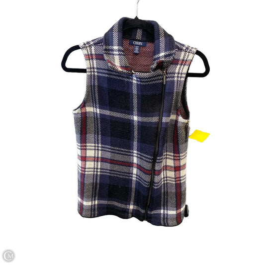 Vest Sweater By Chaps In Plaid Pattern, Size: S