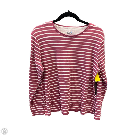 Top Long Sleeve By Croft And Barrow In Pink & White, Size: Xl