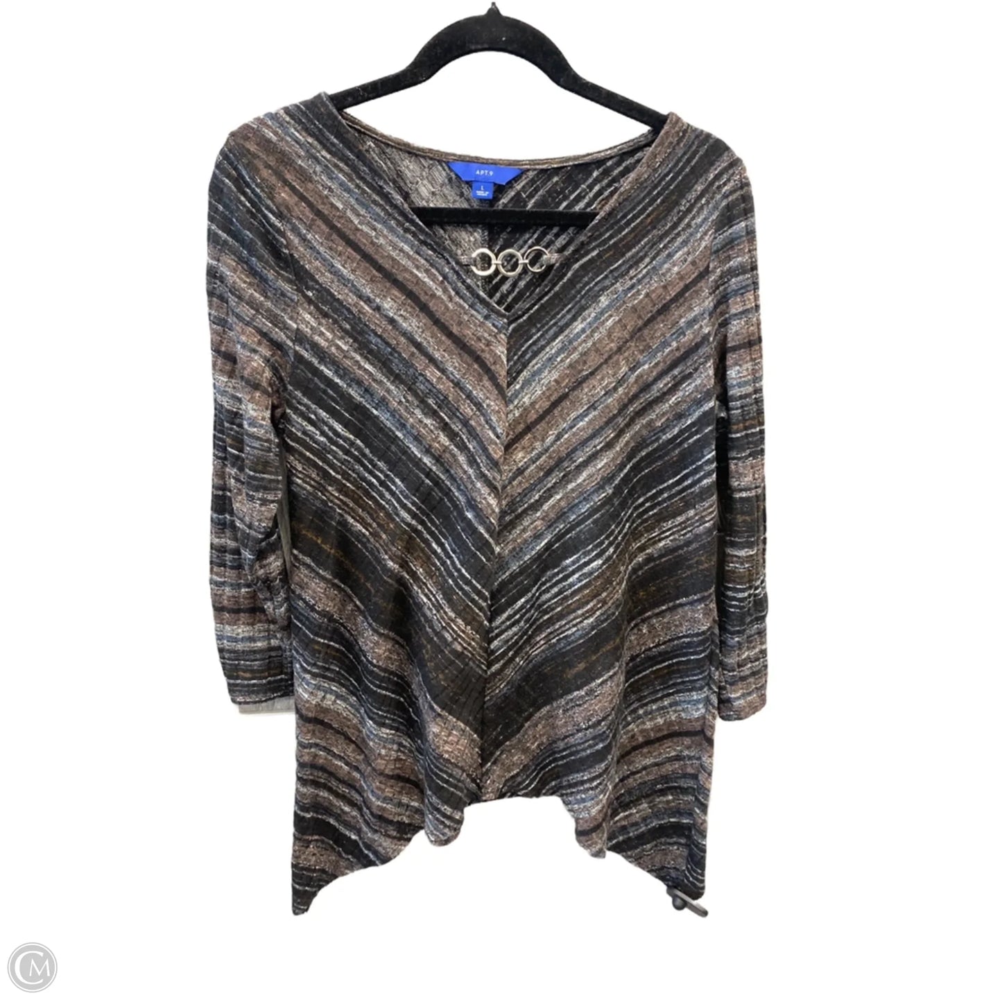 Top Long Sleeve By Apt 9 In Black, Size: L
