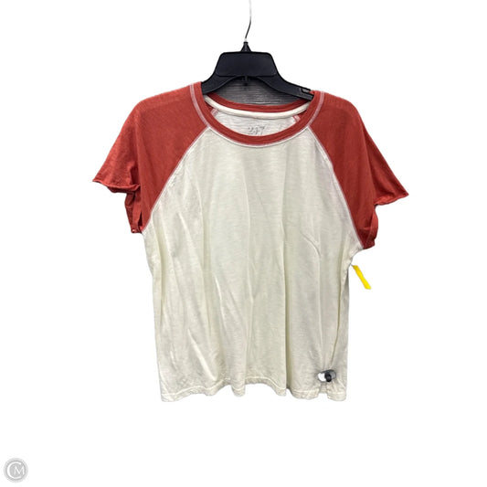 Top Short Sleeve By Maurices In Cream & Orange, Size: Xl