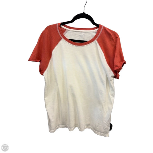 Top Short Sleeve By Maurices In Cream & Orange, Size: Xl