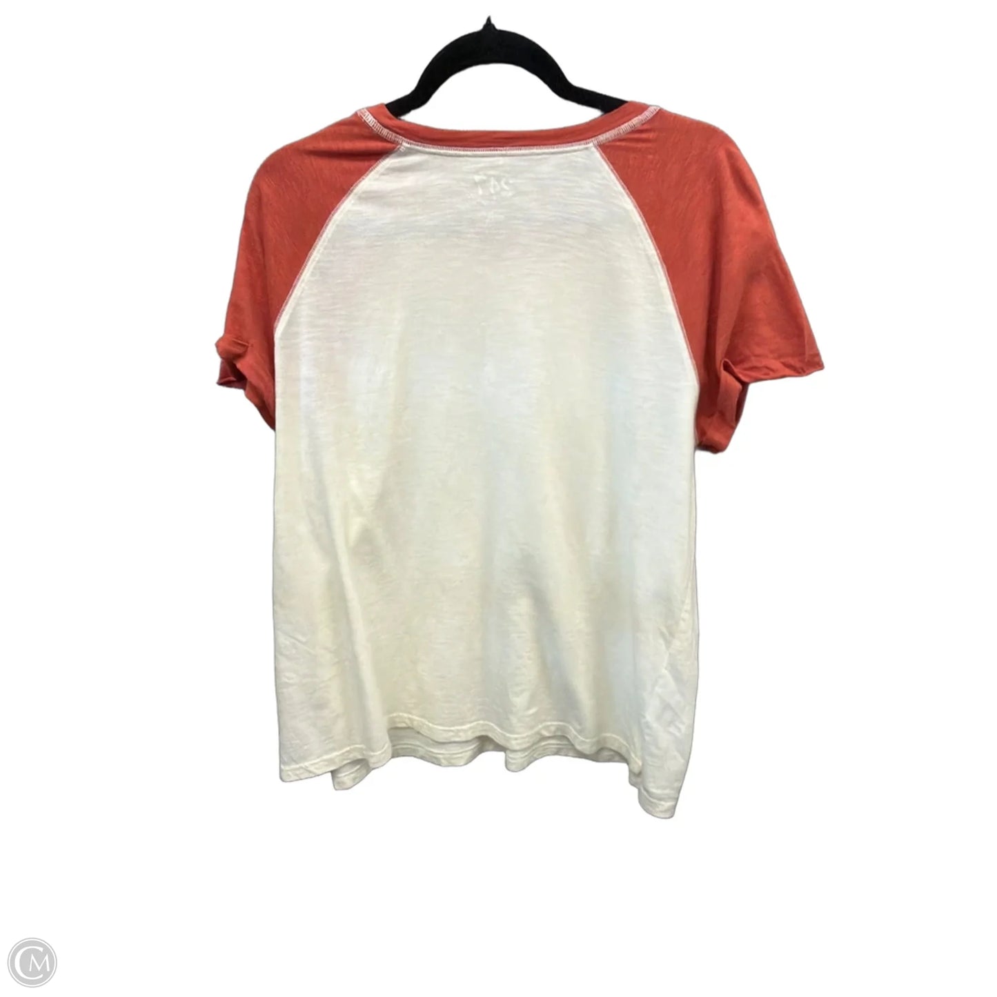 Top Short Sleeve By Maurices In Cream & Orange, Size: Xl