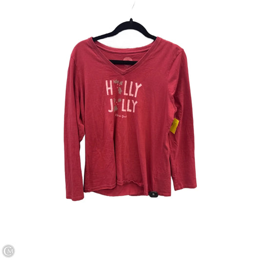 Top Long Sleeve By Life Is Good In Red, Size: L