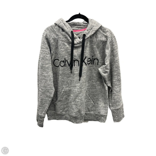Sweatshirt Hoodie By Calvin Klein In Grey, Size: M