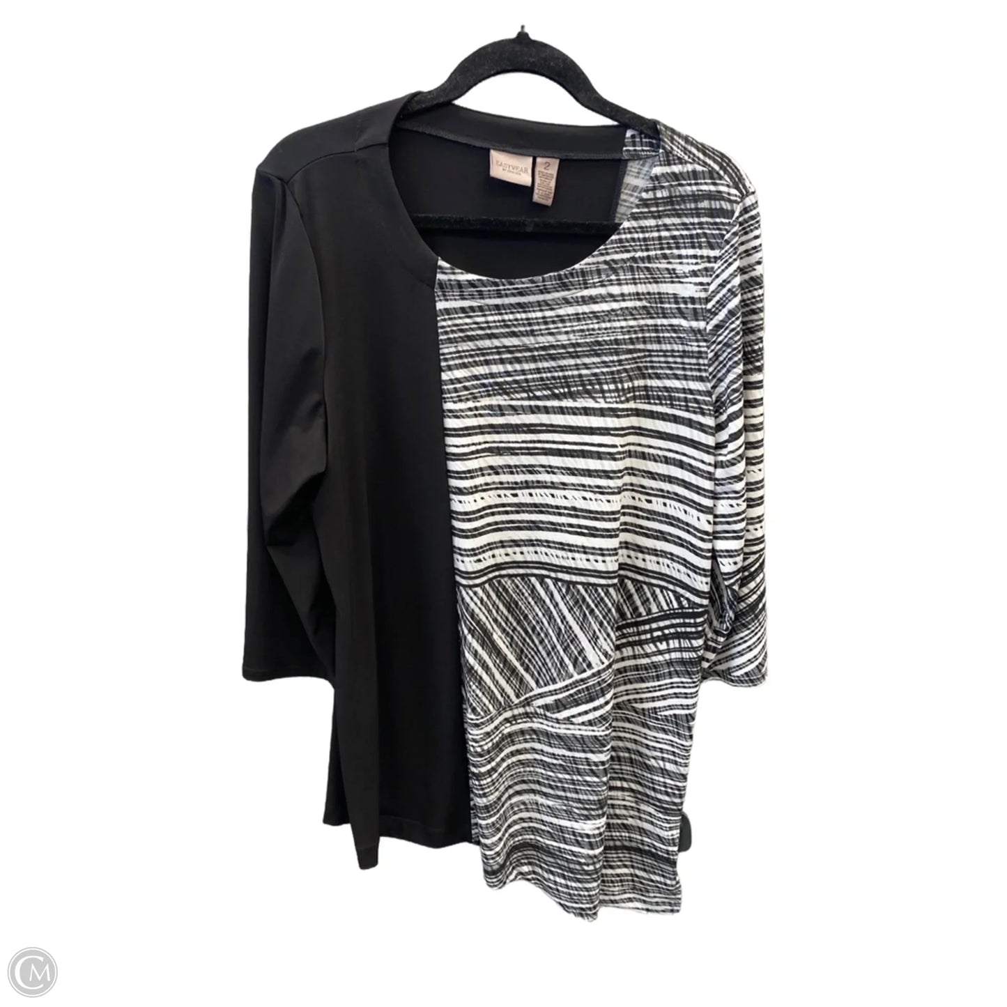 Tunic Long Sleeve By Easywear By Chicos In Black & White, Size: L