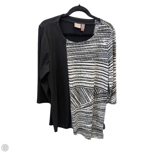 Tunic Long Sleeve By Easywear By Chicos In Black & White, Size: L