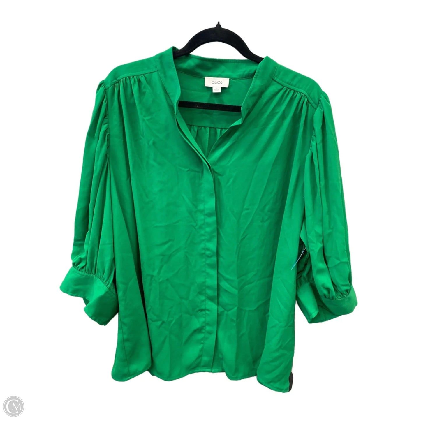 Top Long Sleeve By Cece In Green, Size: 1x