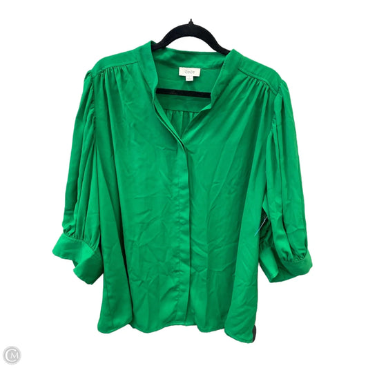 Top Long Sleeve By Cece In Green, Size: 1x