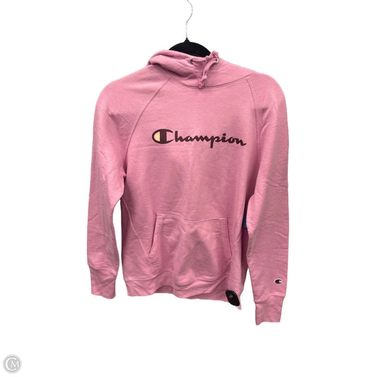 Athletic Top Long Sleeve Hoodie By Champion In Pink, Size: M