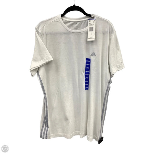 Athletic Top Short Sleeve By Adidas In White, Size: L