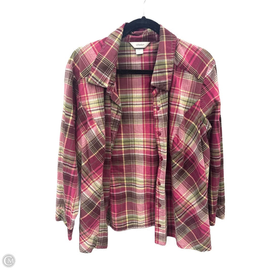 Top Long Sleeve By Cj Banks In Plaid Pattern, Size: 3x