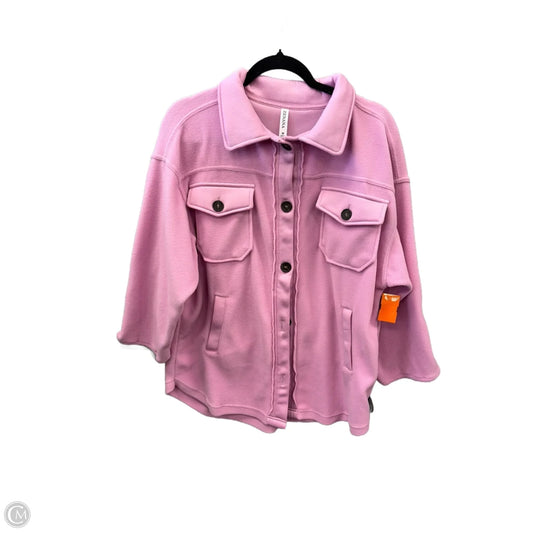 Jacket Shirt By Zenana In Pink, Size: M