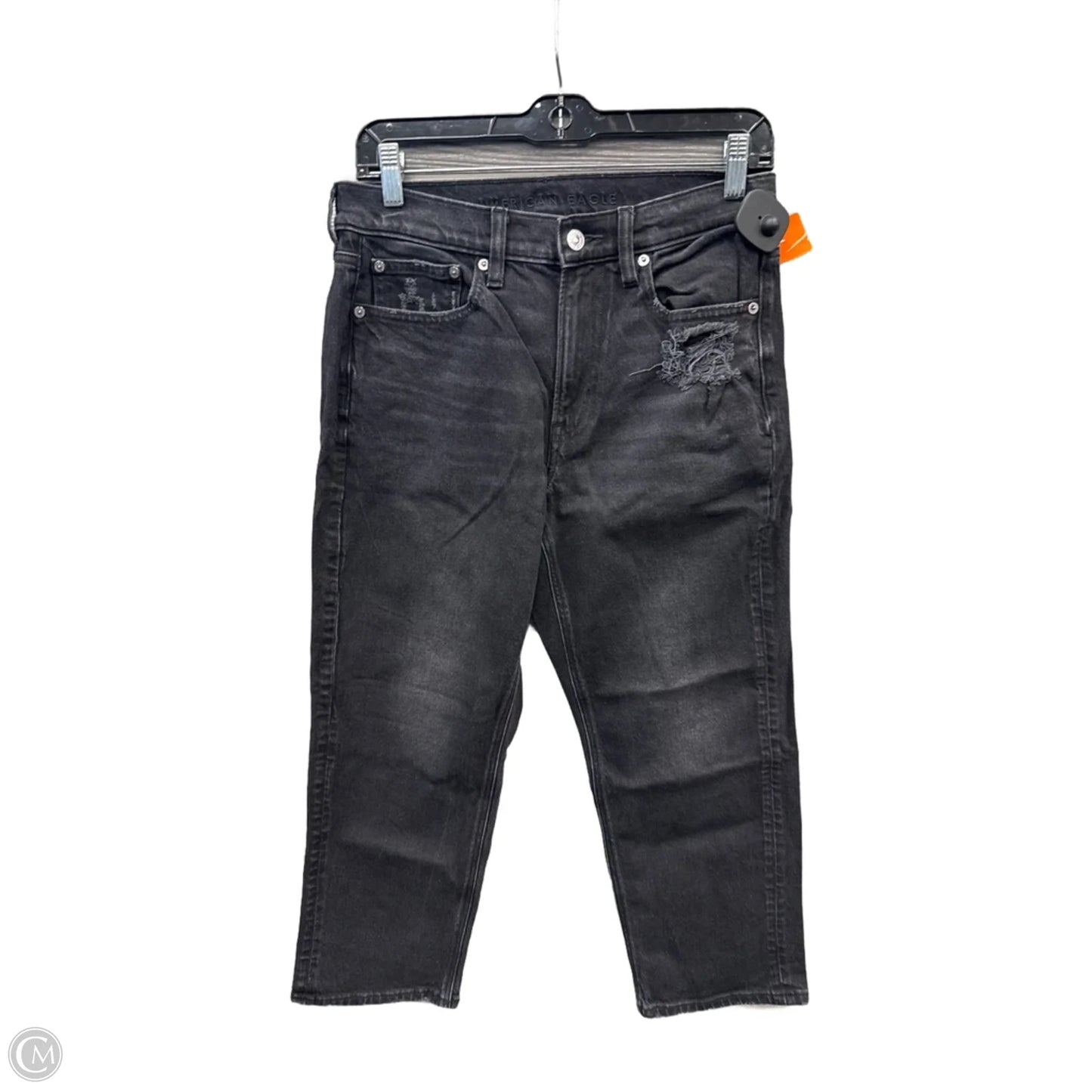 Jeans Cropped By American Eagle In Black Denim, Size: 6