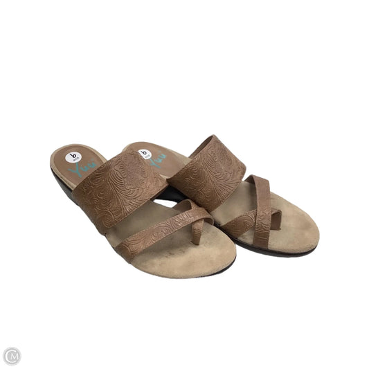 Sandals Heels Wedge By Yuu Collection In Brown, Size: 9