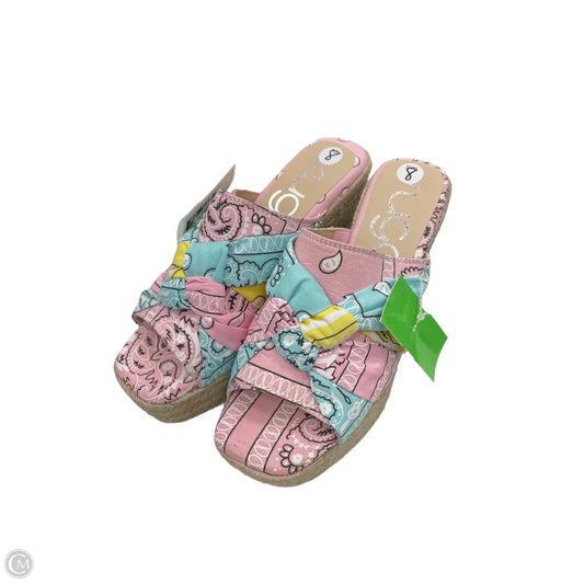 Sandals Heels Wedge By Sugar In Multi-colored, Size: 8