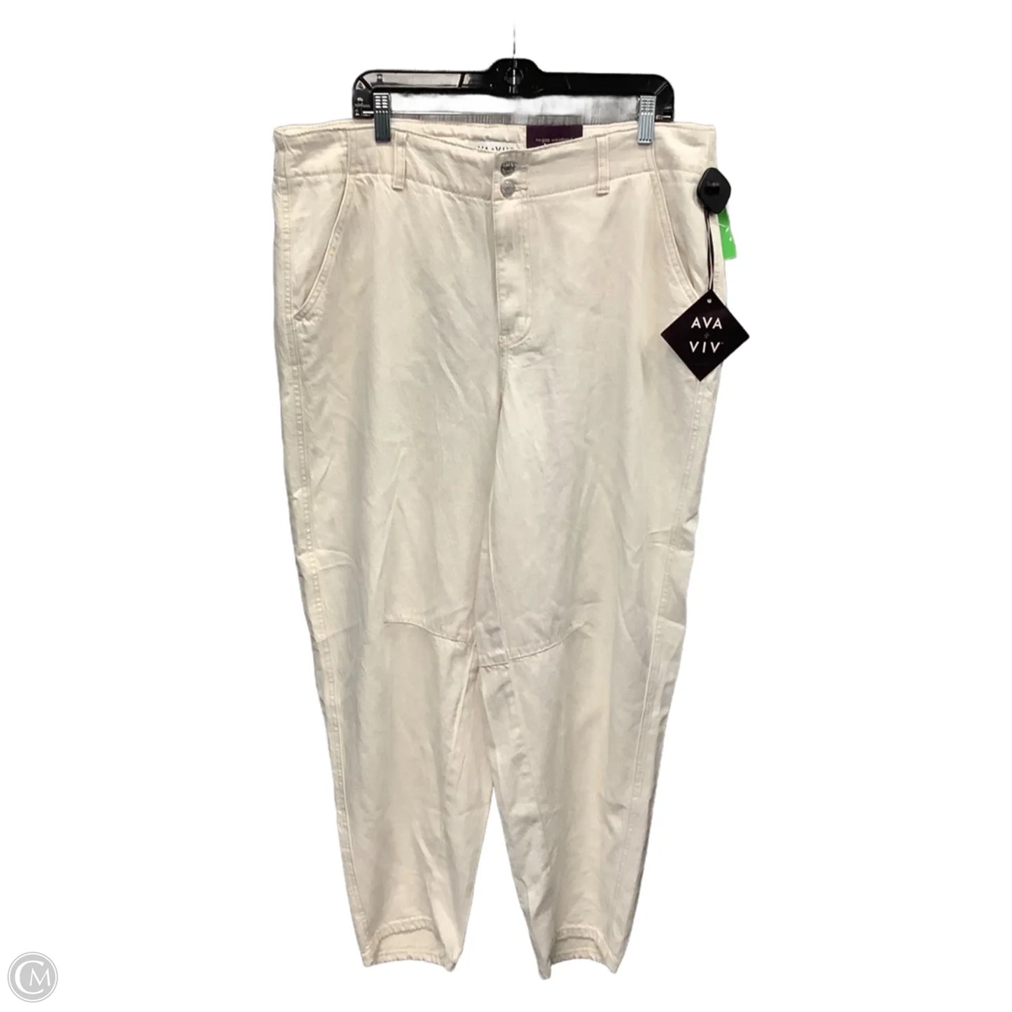 Jeans Skinny By Ava & Viv In Cream, Size: 16