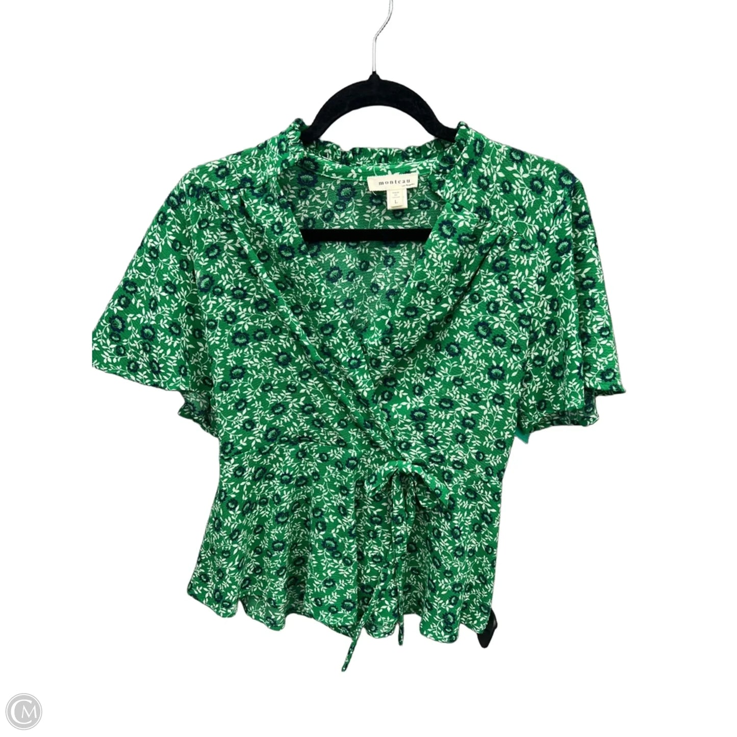 Top Short Sleeve By Monteau In Green, Size: L