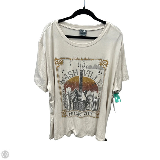 Top Short Sleeve By Arula In Beige, Size: 3x