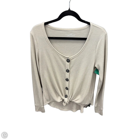 Top Long Sleeve By Hollister In Cream, Size: M