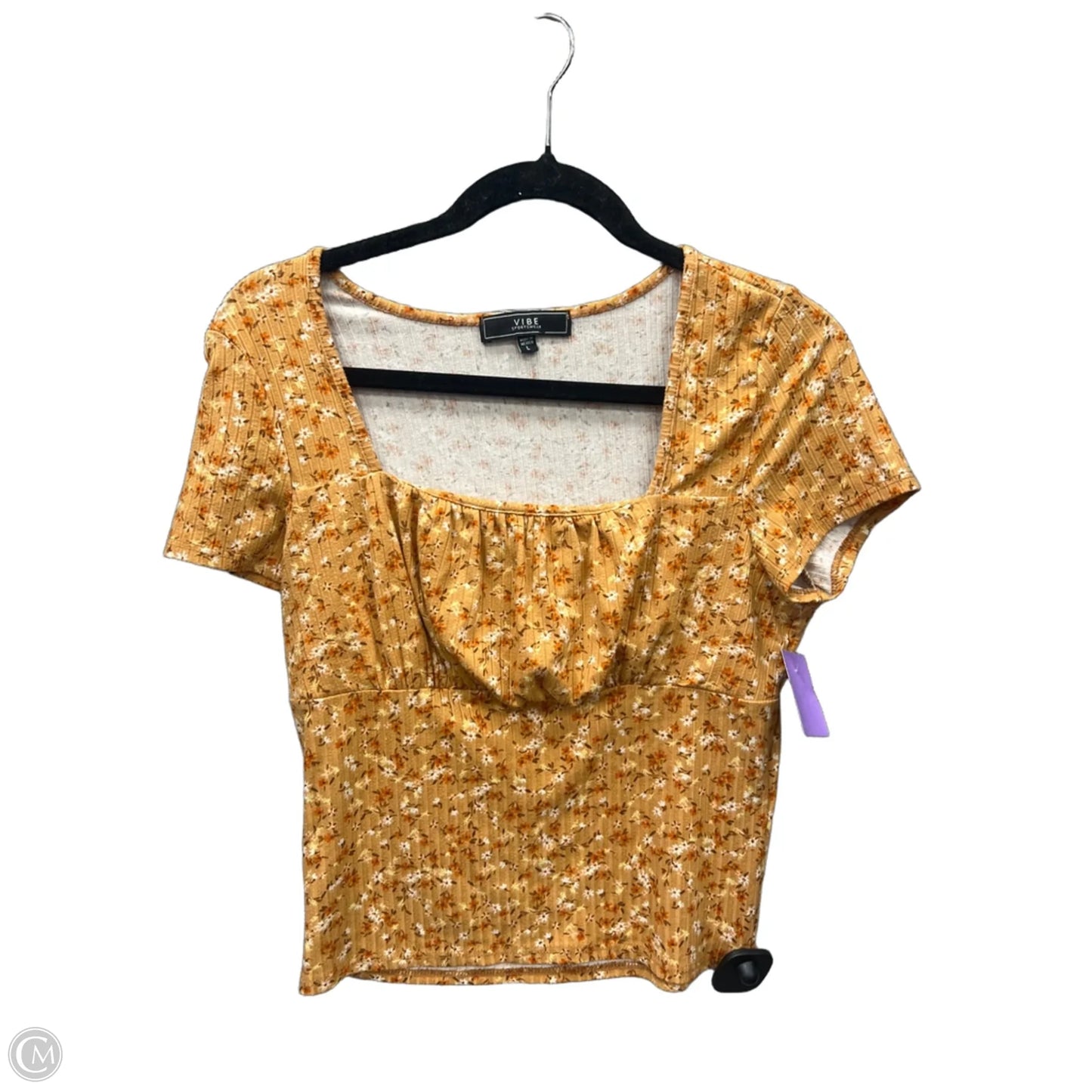 Top Short Sleeve By Vibe In Orange, Size: L