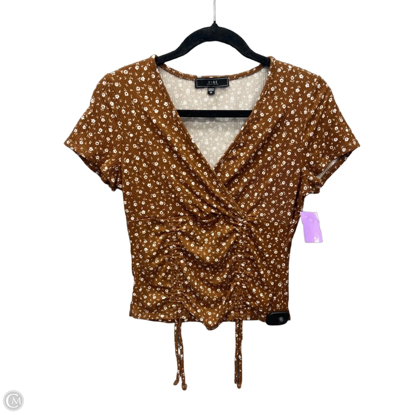Top Short Sleeve By Vibe In Brown, Size: M