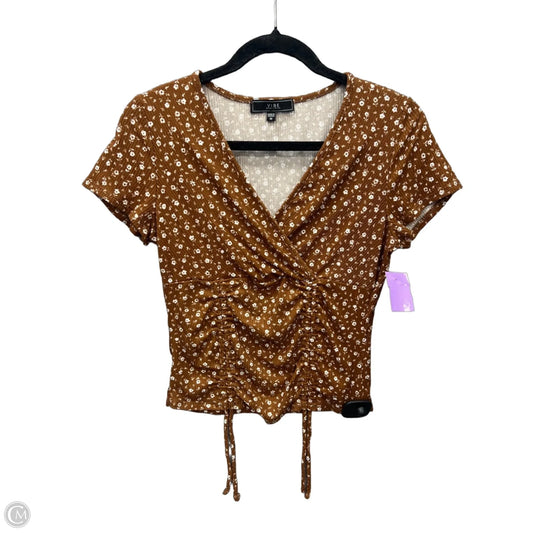 Top Short Sleeve By Vibe In Brown, Size: M