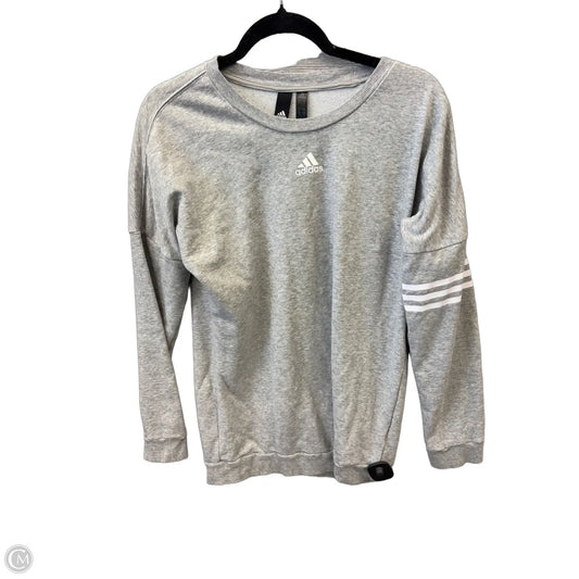 Athletic Top Long Sleeve Crewneck By Adidas In Grey, Size: S