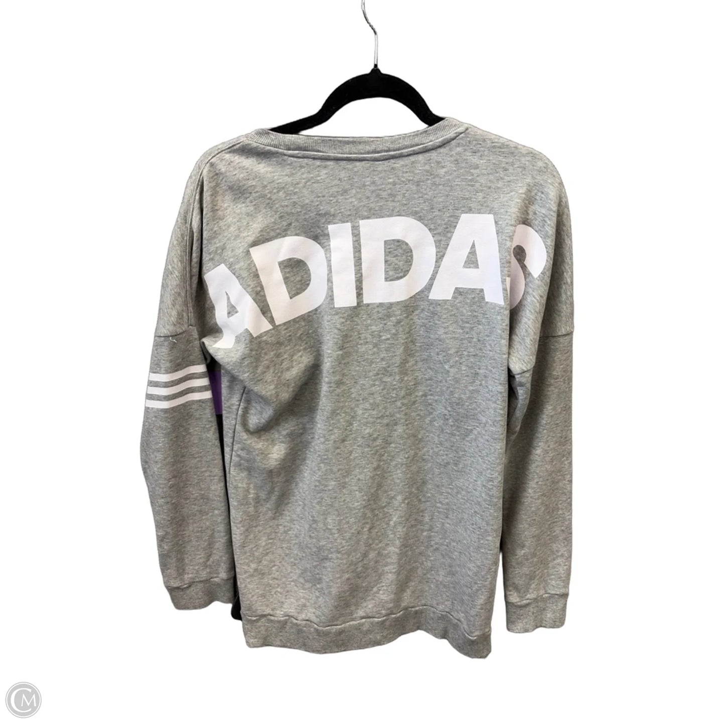 Athletic Top Long Sleeve Crewneck By Adidas In Grey, Size: S