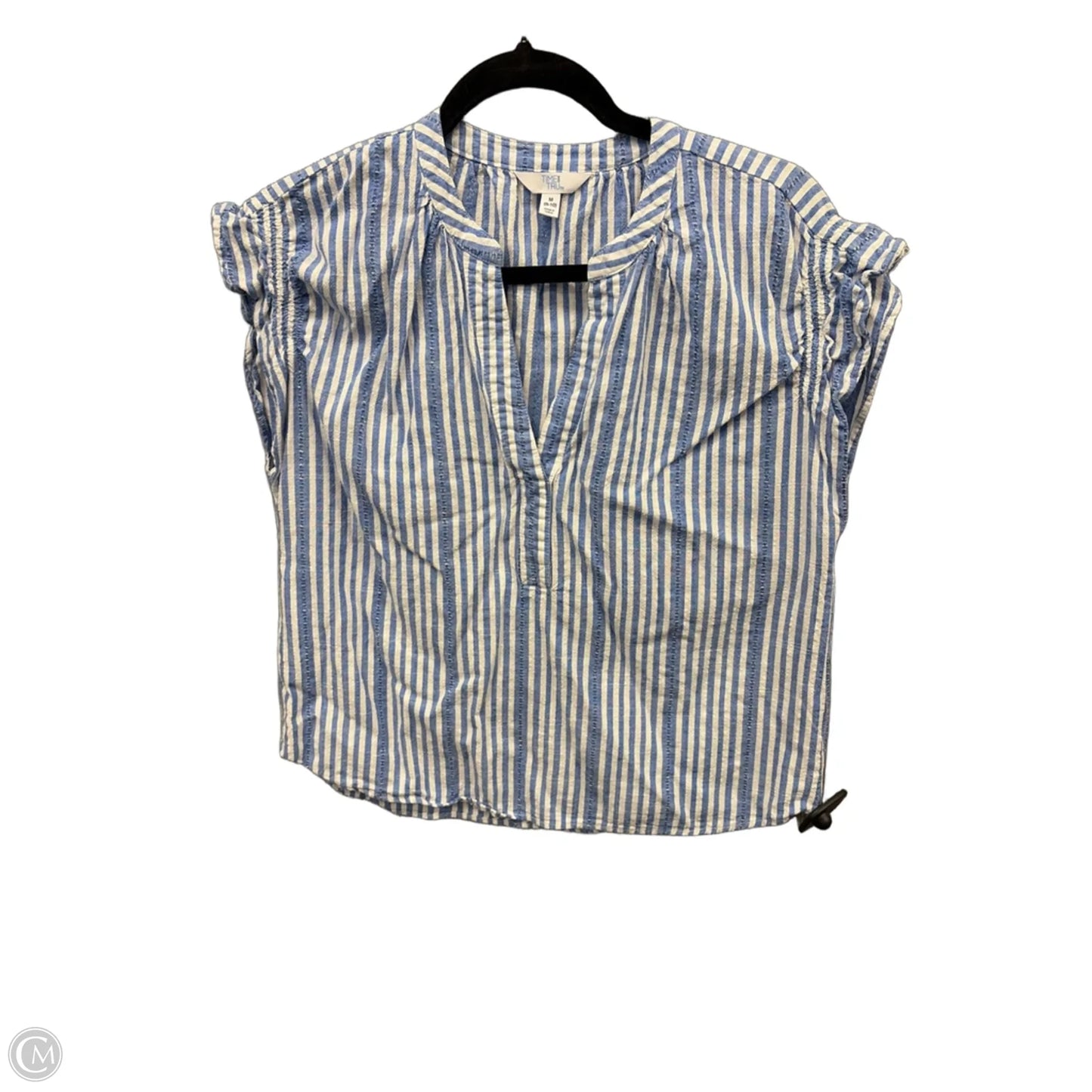 Top Short Sleeve By Time And Tru In Blue & White, Size: M