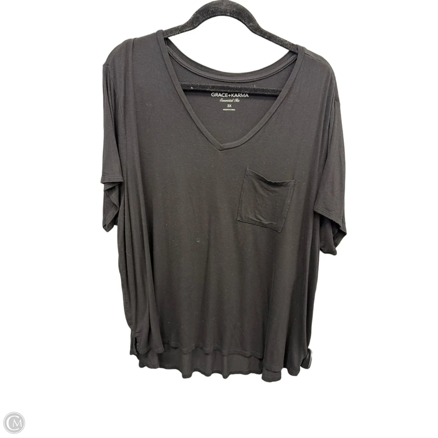 Top Short Sleeve By Grace + Karma In Black, Size: 3x