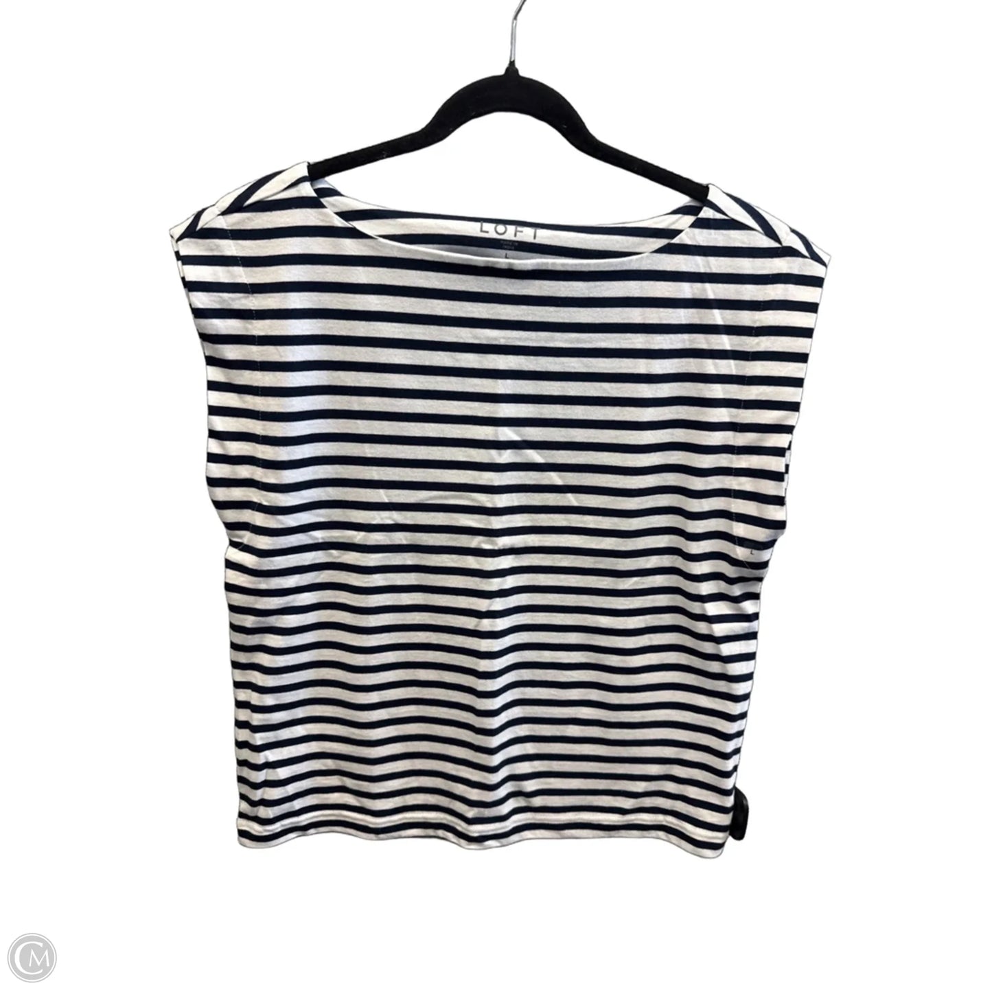 Top Short Sleeve By Loft In Striped Pattern, Size: L